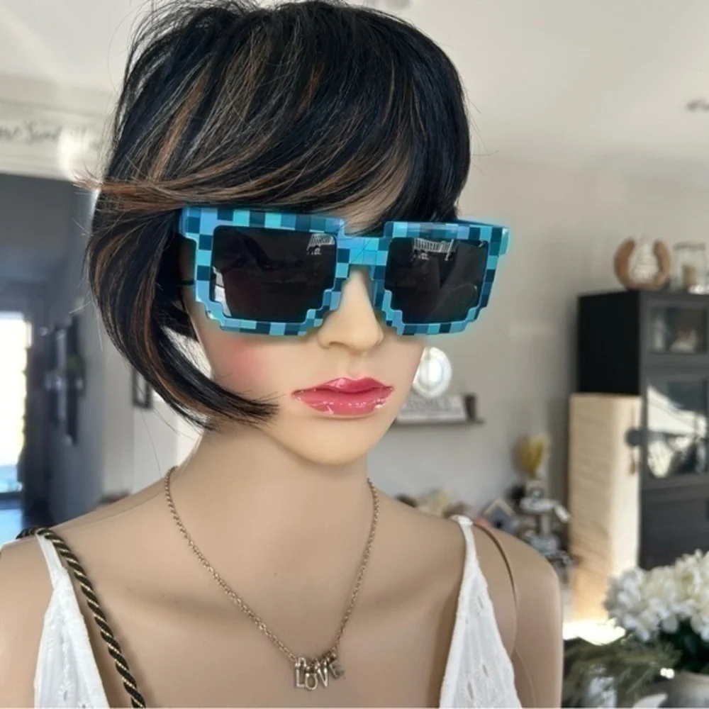 💋Minecraft block creeper sunglasses 🕶 sunshades blue